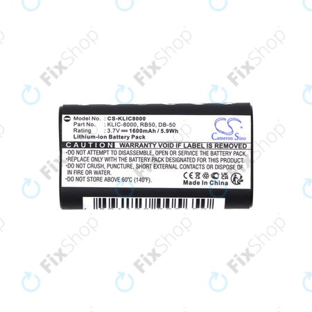 Baterija za Jay-Tech Jay-Cam I4800, Kodak Easyshare Z1012, 1600mAh, Li-Ion, 3.7V, KLIC-8000, HQ