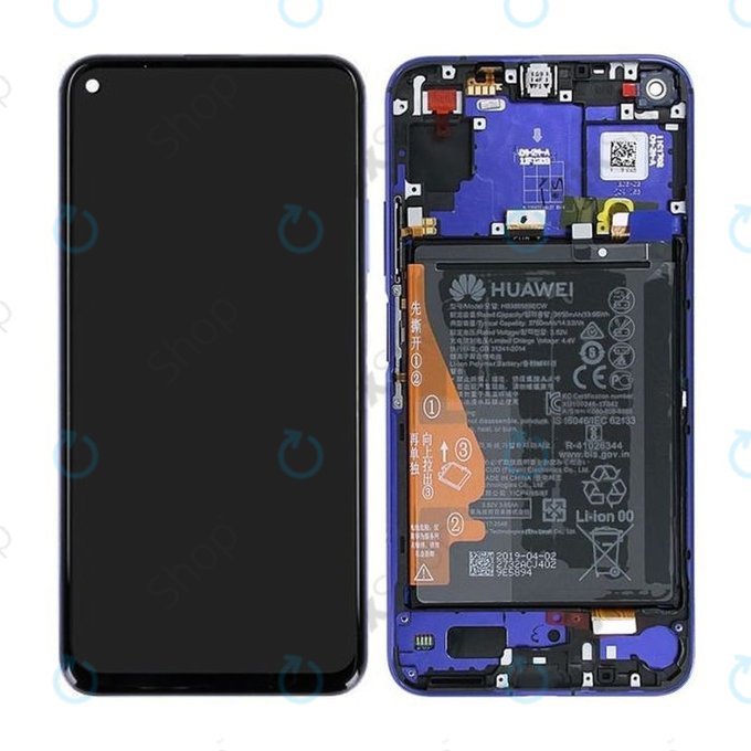 Huawei Honor 20, Nova 5T - LCD zaslon + steklo na dotik + okvir + baterija (Blue) - 02352TNQ, 02352SMQ Genuine Service Pack