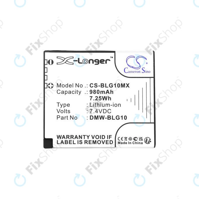 Baterija za Leica D-Lux Type 109, Panasonic Lumix DMC-GF3, GX7, LX100, 980mAh, Li-Ion, 7.4V, DMW-BLG10, HQ