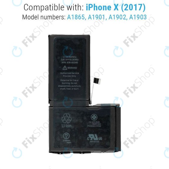 Baterija za iPhone X, 2716mAh, FixPremium