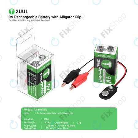 Krokodil sponka z 9V elektro-sprožilcem, 2UUL BT04