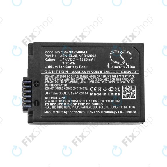 Baterija za Nikon Z50, Z50 ZFC, Z30, Z FC, 1280mAh, Li-Ion, 7.6V, EN-EL25, HQ