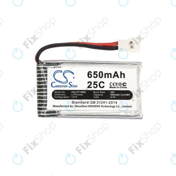 Baterija za Hubsan X4 H107, 650mAh, Li-Pol, 3.7V, H107C-A24, HQ