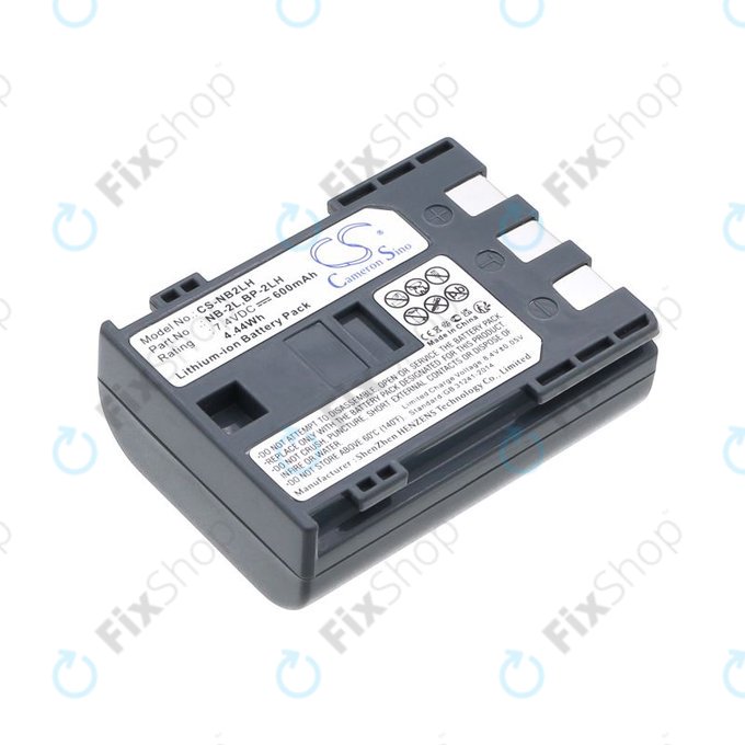 Baterija za Canon EOS 350D, 400D, PowerShot S30, S60, S80, 600mAh, Li-Ion, 7.4V, NB-2LH, HQ