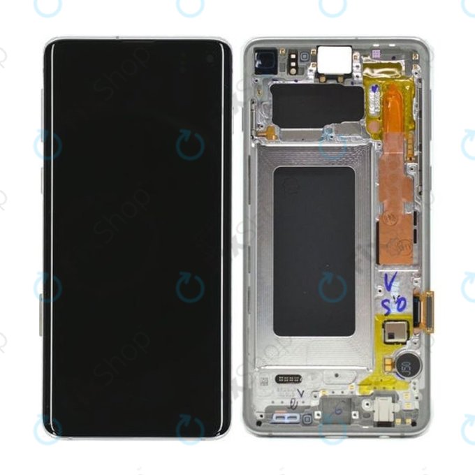 Samsung Galaxy S10 G973F - LCD zaslon + steklo na dotik + okvir (Silver) - GH82-18850G, GH82-18835G Genuine Service Pack