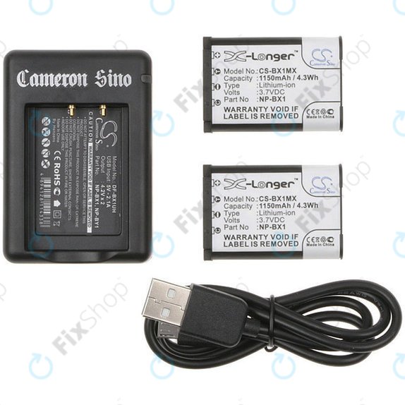 2 bateriji s polnilnikom zaSony Cyber-shot DSC-RX100, Cyber-shot DSC-WX300B, 1150mAh, Li-Ion, 7.4V, NP-BX1, HQ