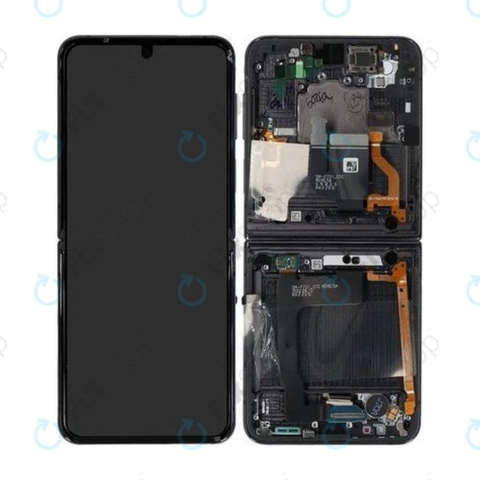 Samsung Galaxy Z Flip 4 F721B - LCD zaslon + steklo na dotik + okvir (Graphite) - GH82-29440A, GH82-30238A, GH82-30239A, GH82-29441A Genuine Service Pack