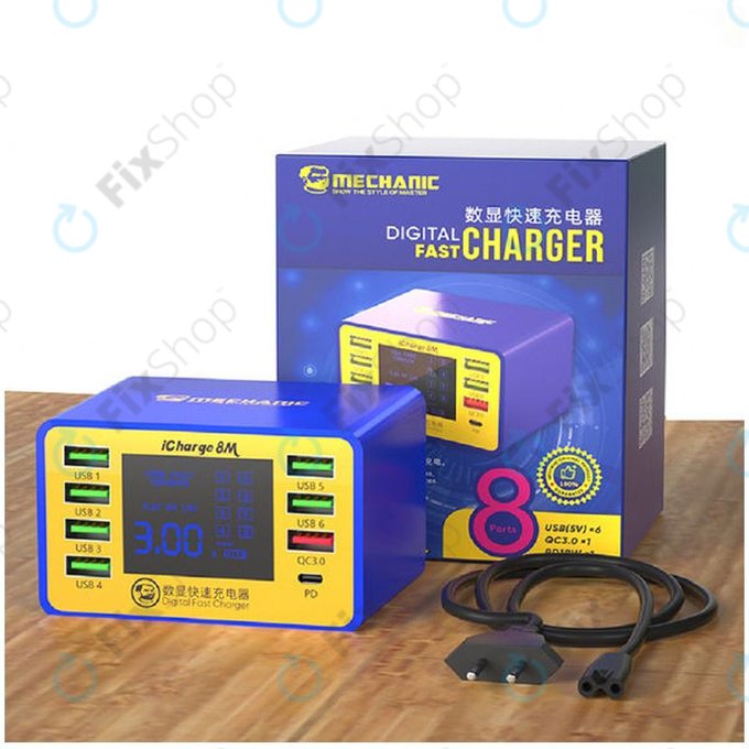 Mechanic iCharge 8M - servisna USB polnilna postaja z USB-C in USB 3.0