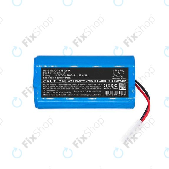 Xiaomi Essential (Mijia G1), Flyco FC-series, myVacBot SN500, Panasonic MC-series, Phicomm X3, Puppy R-series - Baterija Li-026418 Li-Ion 14.8V 2600mAh HQ
