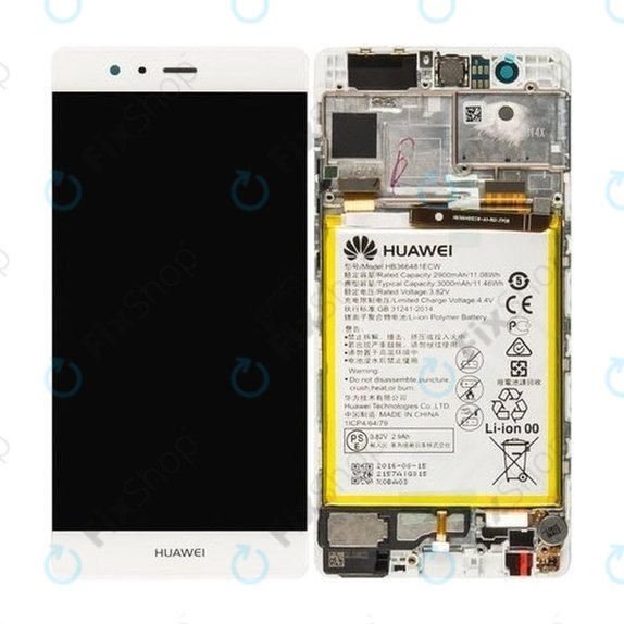 Huawei P9 - LCD zaslon + steklo na dotik + okvir + baterija (White) - 02350RRY, 02350RKF Genuine Service Pack