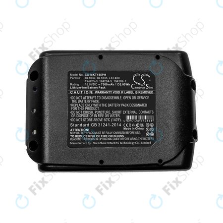 Makita 18V - Baterija BL1830, BL1835, LXT400,194205-3, 194204-5, 194309-1 Li-Ion 18.0V 7500mAh HQ