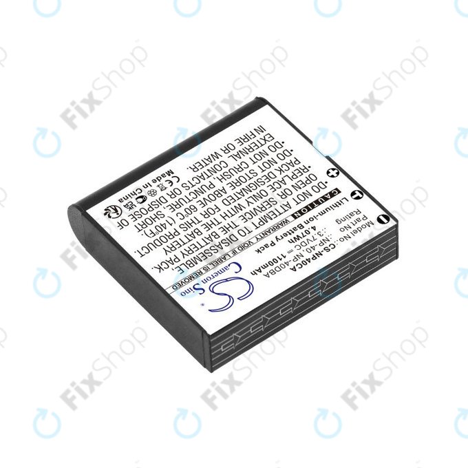 Baterija za Casio Exilim Ex-FC100, 1100mAh, Li-Ion, 3.7V, NP-40, HQ