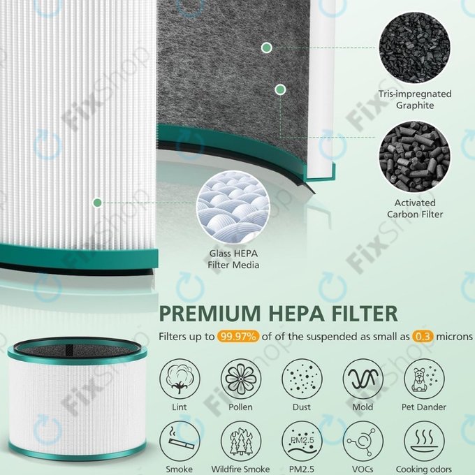 Dyson Pure Hot + Cool-series, Pure Cool Desk-series - HEPA filter (Aktivno oglje) (Green)