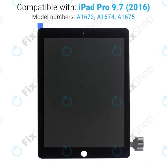 LCD Zaslon za iPad Pro 9.7" (2016), Black, Steklo na dotik brez okvirja