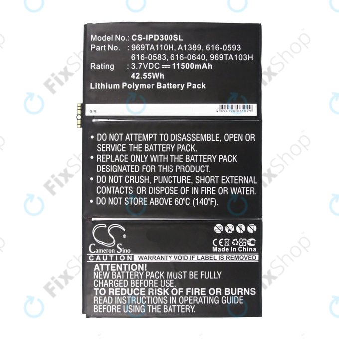 Apple iPad 3, iPad 4 - Baterija 969TA110H, A1389, 616-0593 11500mAh HQ