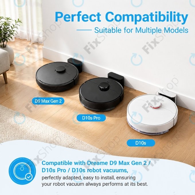 Komplet nadomestnih delov za Xiaomi Dreame D9 Max Gen2, D10s, D10s Pro (1x Glavna krtača, 2x Filter, 2x Stranska krtača – črna)