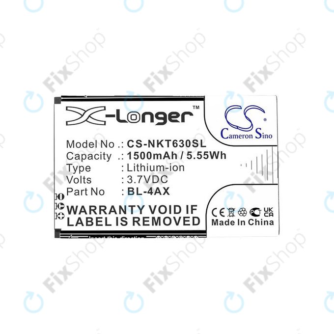 Baterija za Nokia 6300 4G, Nokia 8000 4G, 1500mAh, Li-Ion, 3.7V, BL-4AX, HQ
