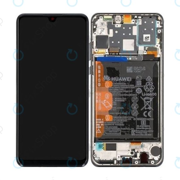 Huawei P30 Lite (2020) - LCD zaslon + steklo na dotik + okvir + baterija (Midnight Black) - 02353FPX, 02353DQU Genuine Service Pack
