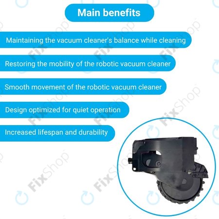 Xiaomi Dreame F9, Mi Robot Vacuum Mop (Mijia 1C), 2 Pro+ (Mijia 1T) - Kolo z Motorjem (Desno) (Črna)