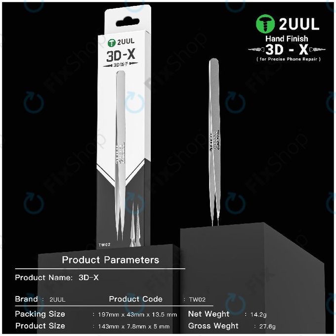 Precizna pinceta, 3D-X ročno dodelana, 2UUL TW02