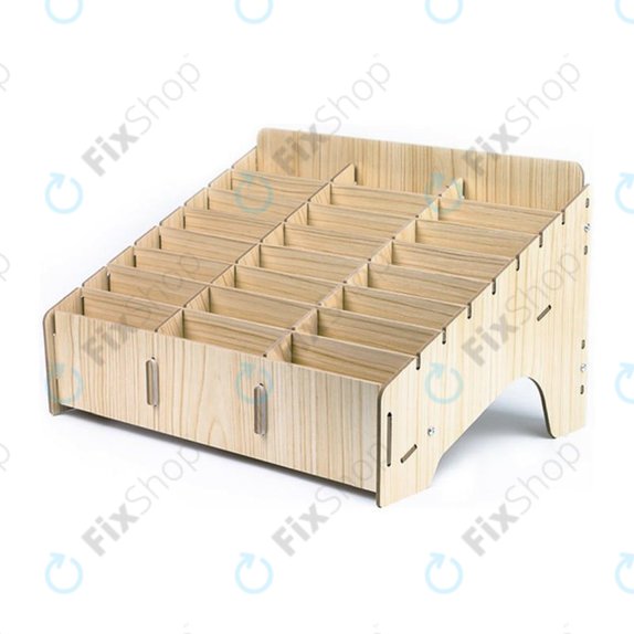 Univerzalno leseno stojalo / organizator za telefone s 24 predali