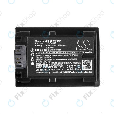 Baterija za Sony FDR-AX33, 40, 45, 53, 60, 700, P33, HDR-CX450, 625, 1030mAh, Li-Ion, 7.3V, NP-FV50A, HQ