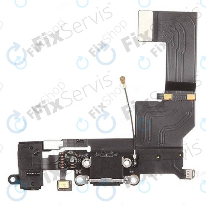 Apple iPhone 5S - Priključek za polnjenje + priključek Jack + mikrofon + Flex kabel (Black)