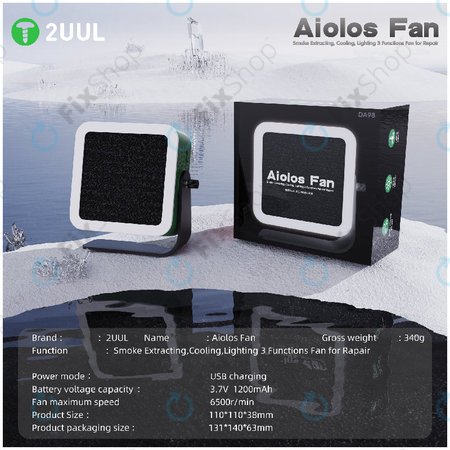 Odsesovalnik dima in hladilni ventilator z LED osvetlitvijo, 2UUL DA98