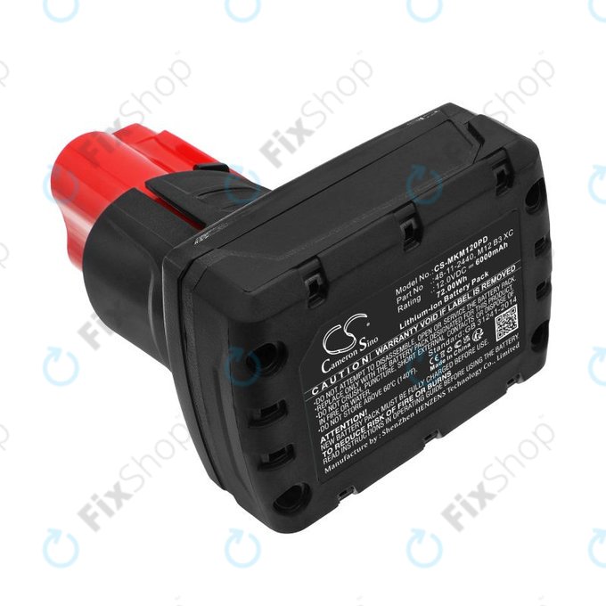 Baterija za Milwaukee M12 Redlithium XC 4.0, 6000mAh, Li-Ion, 12V, M12 B3 XC, M12 B4 XC, HQ