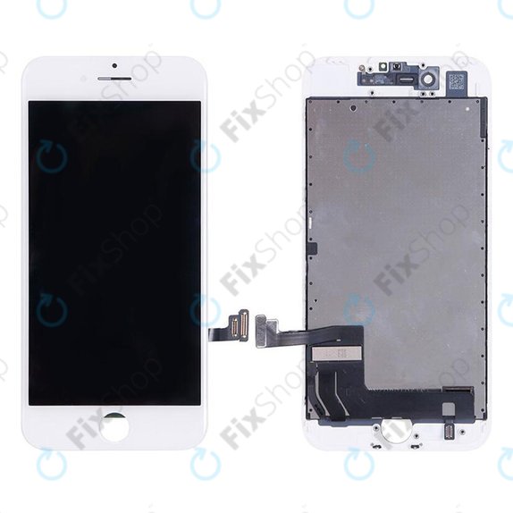 Zaslon za iPhone 7, White, Steklo na dotik z okvirjem