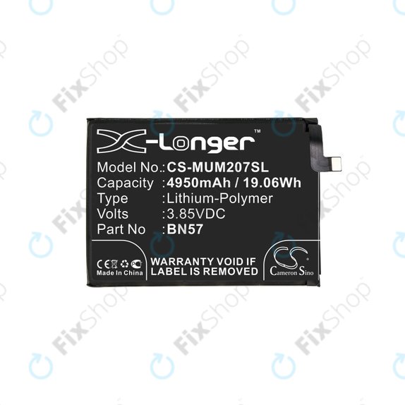 Baterija za Xiaomi Poco X3 NFC M2107J20CG, 4950mAh, Li-Pol, 3.85 V, BN57, HQ