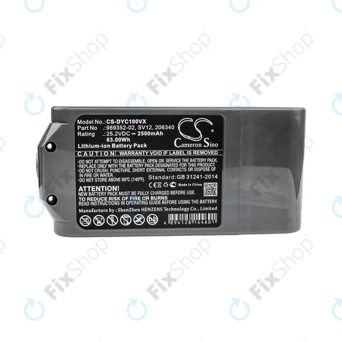 Dyson V10 - Baterija 969352-02, SV12, 206340 Li-Ion 25.2V 2500mAh HQ