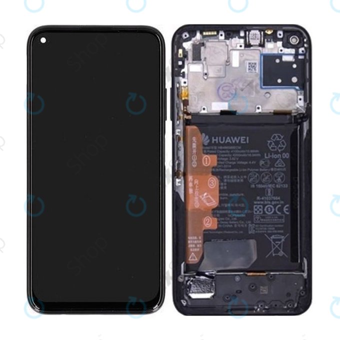Huawei P40 Lite - LCD zaslon + steklo na dotik + okvir + baterija (Midnight Black) - 02353KFU Genuine Service Pack