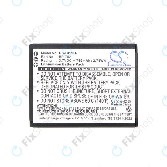 Baterija za Samsung ES, ST, 740mAh, Li-Ion, 3.7V, BP-70A, HQ