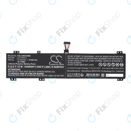 Baterija za Lenovo Legion 5 15ARH7H, 82RD0002SB, 5100mAh, Li-Pol, 15.44V, L21C4PC1, HQ