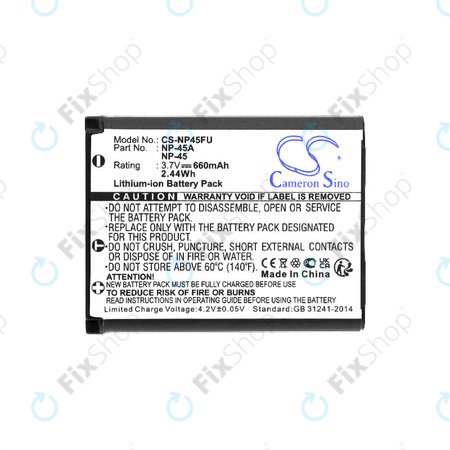 Baterija za Leica, ALBA, Fujifilm, Avision, Praktica, Medion, 660mAh, Li-ion, 3.7V, NP-45, HQ