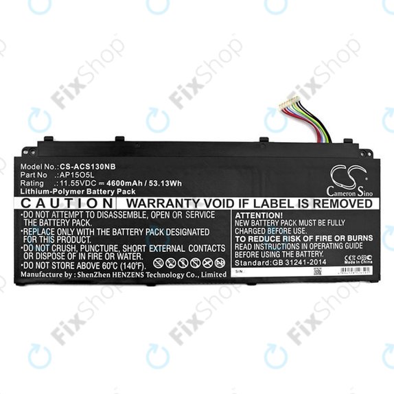 Baterija za Acer Aspire S13, Chromebook R13, 4600mAh, Li-Pol, 11.55V, AP15O3K, HQ