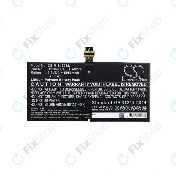 Baterija za Microsoft Surface Pro 4, 5050mAh, Li-Pol, 7.5V, DYNR01, HQ