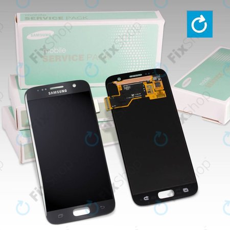Samsung Galaxy S7 G930F - LCD zaslon + steklo na dotik (Black) - GH97-18523A, GH97-18761A, GH97-18757A Genuine Service Pack