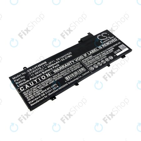 Baterija za Lenovo ThinkPad T480S, 4600mAh, Li-Pol, 11.58V, 01AV478, HQ