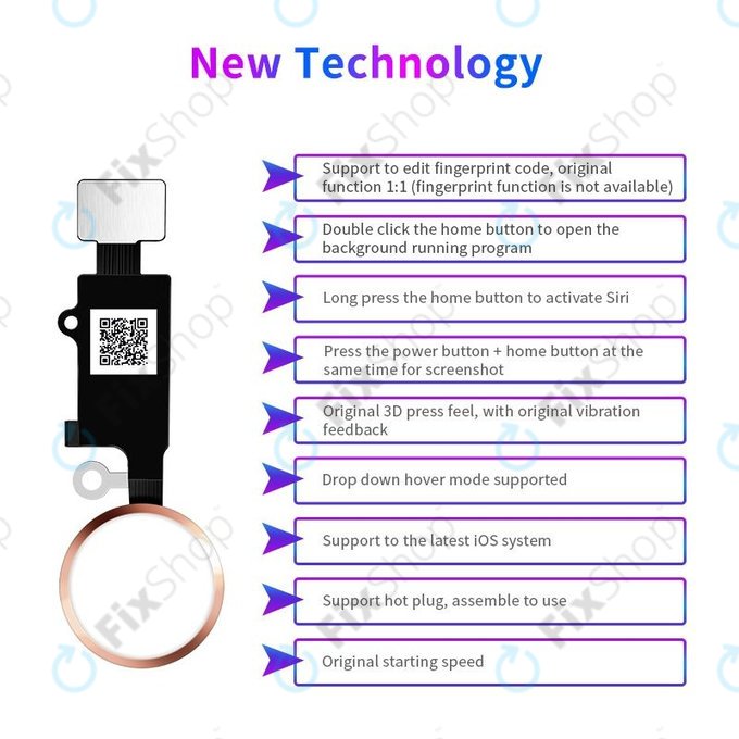 Apple iPhone 7, 7 Plus, 8, 8 Plus, SE (2020), SE (2022) - Gumb Domov JCID 7 Gen (Gold)