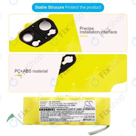 iRobot Roomba 500, 600, 700, 800, 900-series, R3, Scooba 450, Vileda 137173 - Baterija 11702, GD-Roomba-500, VAC-500NMH-33 Ni-MH 14.4V 2800mAh HQ