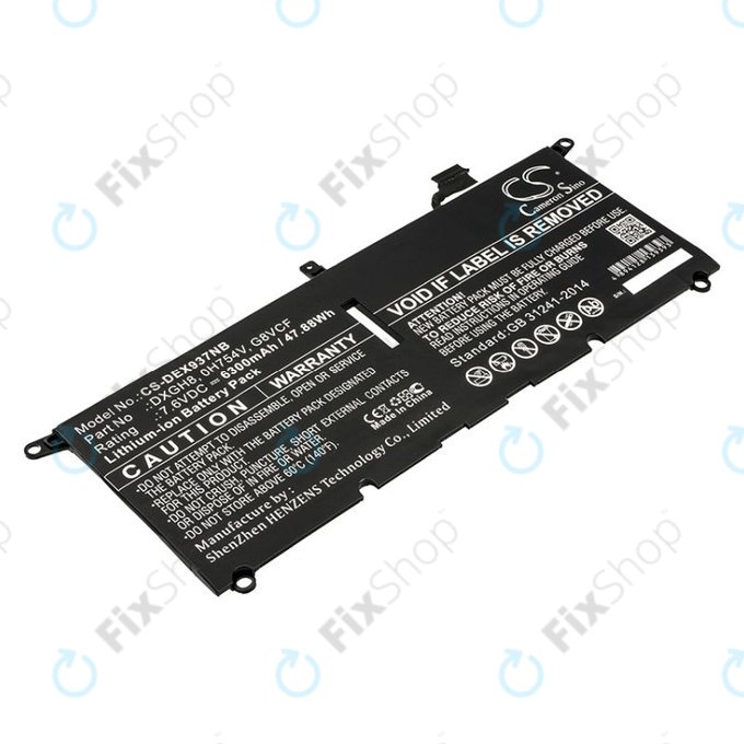 Baterija za Dell XPS 13 9370, 6300mAh, Li-Ion, 7.6V, DXGH8, HQ