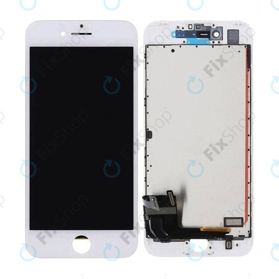 Zaslon In-Cell za iPhone 7, White, Steklo na dotik z okvirjem, FixPremium