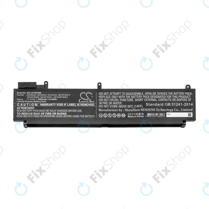Baterija za Lenovo ThinkPad T460s, T470s, 2000mAh, Li-Pol, 11.4V, 00HW022, HQ