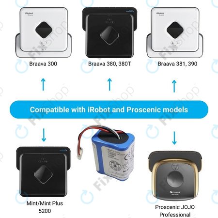 iRobot Braava 2000, 300, 380, 380T, 381, 390, Mint 5200, Mint Plus 5200, Proscenic JOJO Professional - Baterija GPRHC202N026, 4409709, W206001001399 Ni-MH 7.2V 2500mAh