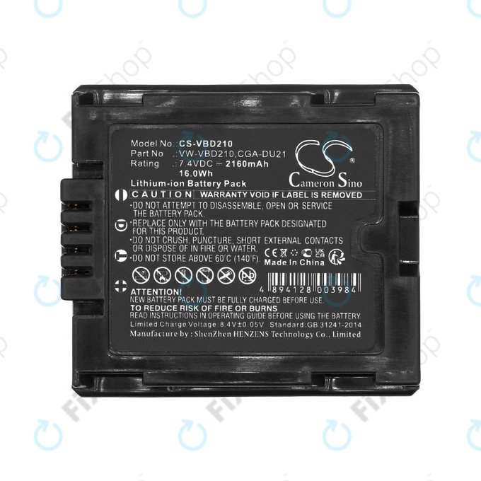 Baterija za Panasonic NV, PV, VDR, Hitachi DZ, 2160mAh, Li-Ion, 7.4V, BZ-BP14S, HQ