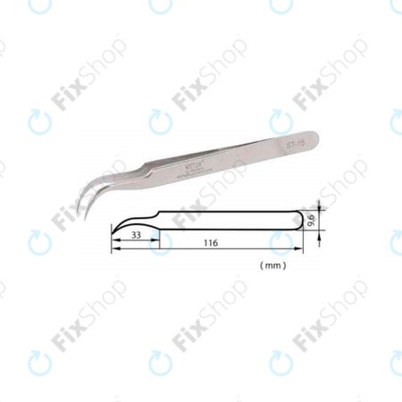Vetus ST-15 - Profesionalna kovinska pinceta z upognjeno konico (120mm)