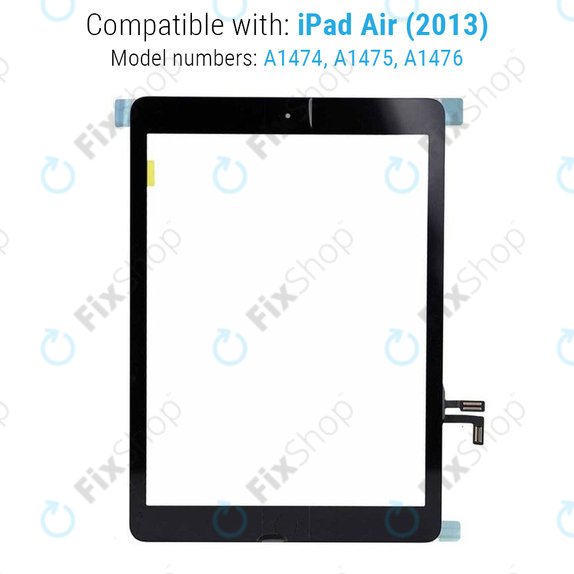 Steklo na dotik z gumbom Domov za iPad Air, Black
