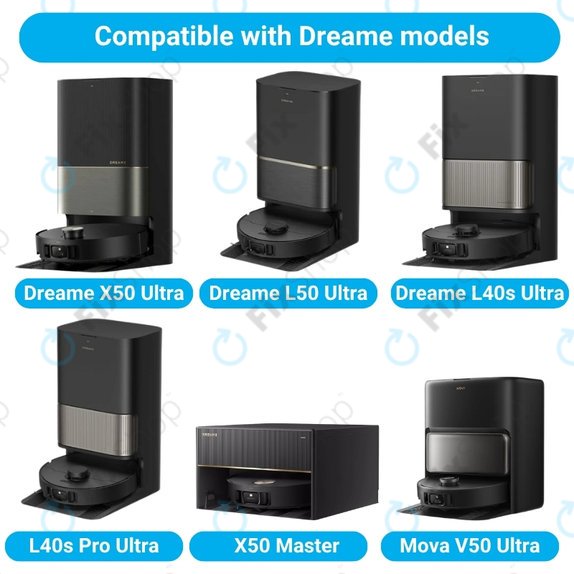 Komplet nadomestnih delov za Dreame X50 Ultra, L50 Ultra, L40s Ultra, L40s Pro Ultra, X50 Master, Mova V50 (1 par glavnih krtač, 2x Filter, 2x Stranska krtača, 4x Krpa za brisanje, 2x Vrečka za prah)